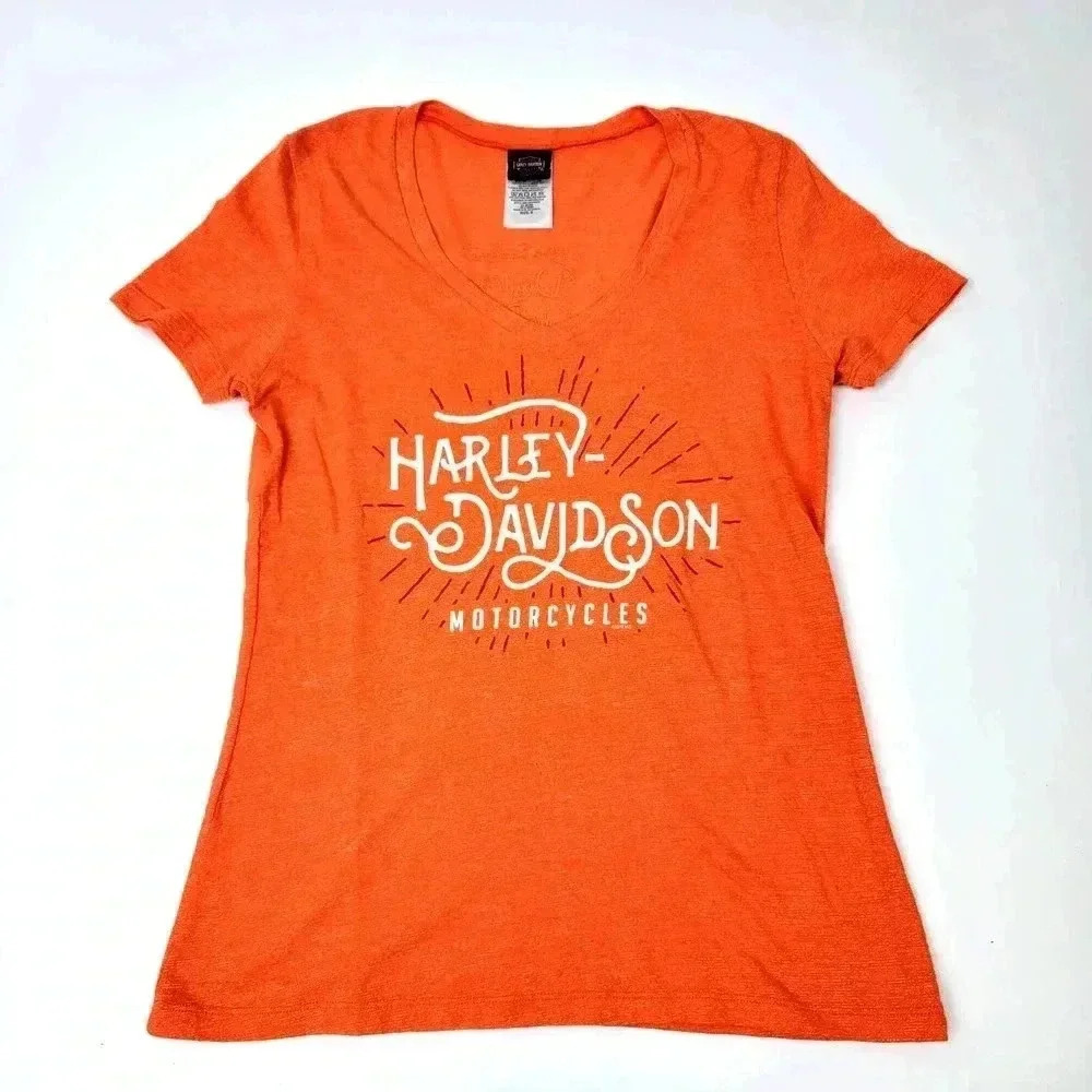 Orange Harley-Davidson Motorcycles Dayton Beach Tee Shirt - S - Picture 2 of 4